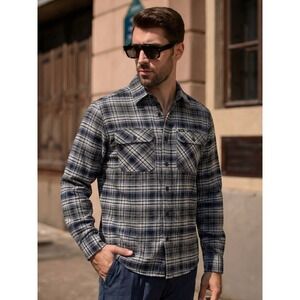 NWT Lee Men's Regular Fit Long Sleeve Plaid Flannel Button-Up OverShirt Size SM